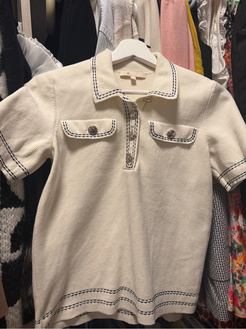 Maje Cream Knit Polo size 1
